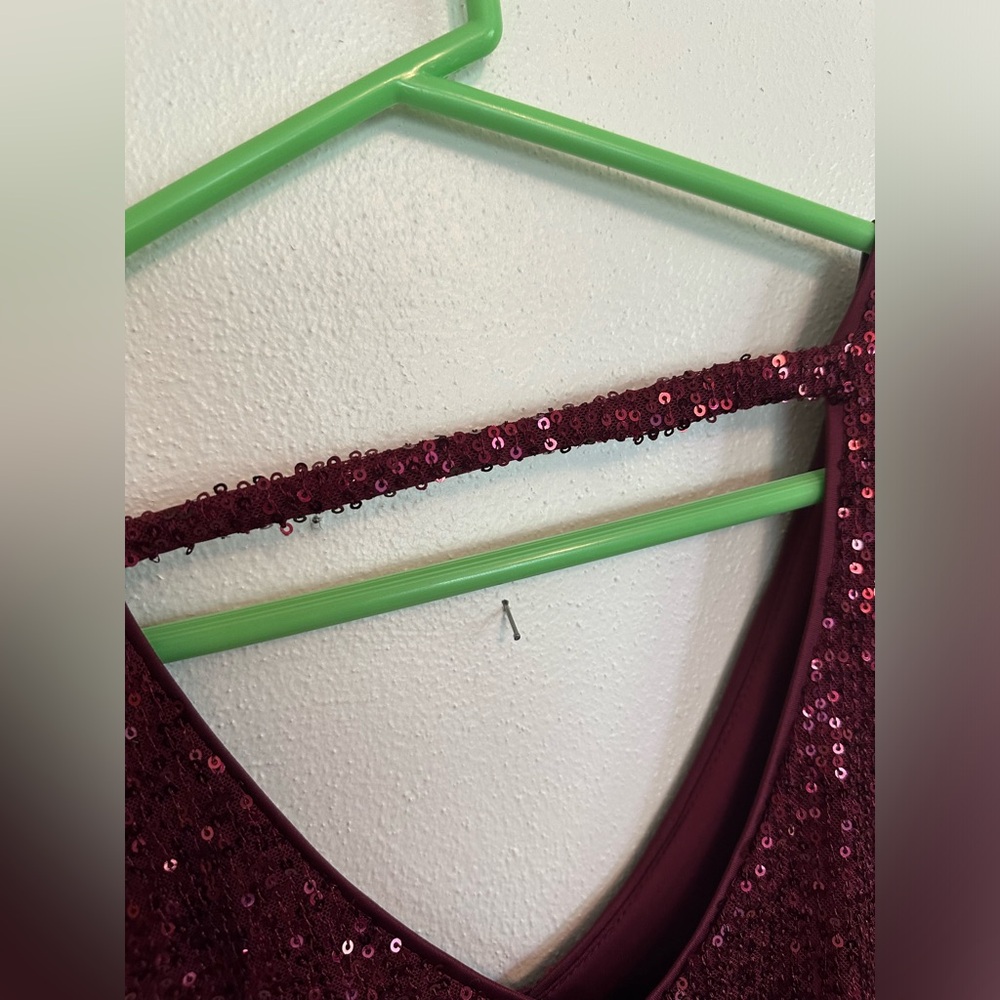 Elegant Burgundy Sequin Dress - Picture 7 of 7